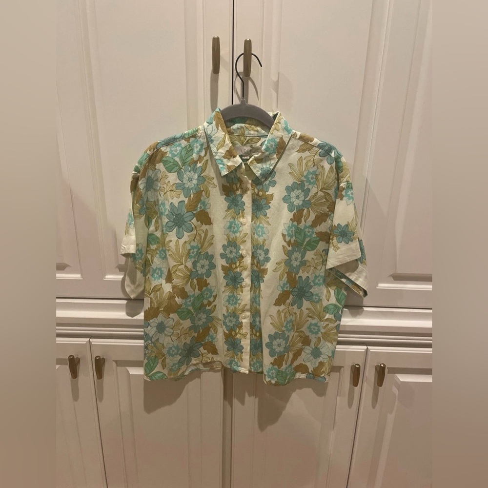 Loft: Linen Blend Button-Down Size Small Petite - image 8